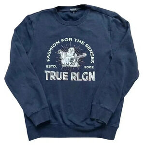 True Religion Graphic Logo Crewneck Sweatshirt Y2K Fashion Night Sky Men's M